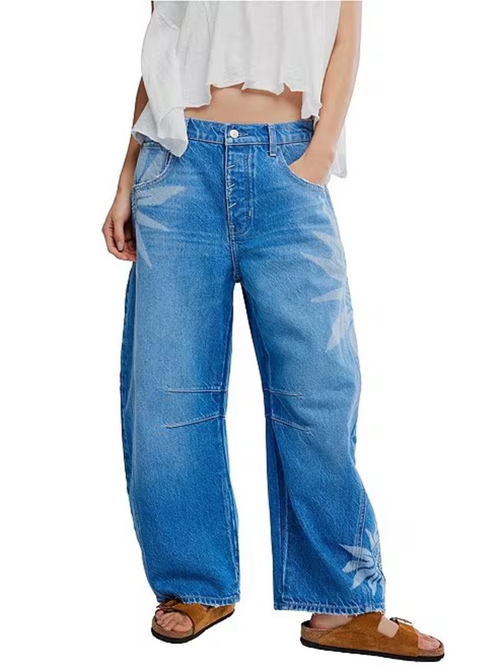 NWT Free People We The Free Good Luck Sun Barrel Jeans, Size 26
